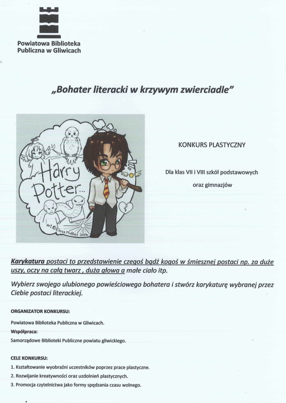 Plakat "Bohater literacki w krzywym zwierciadle"